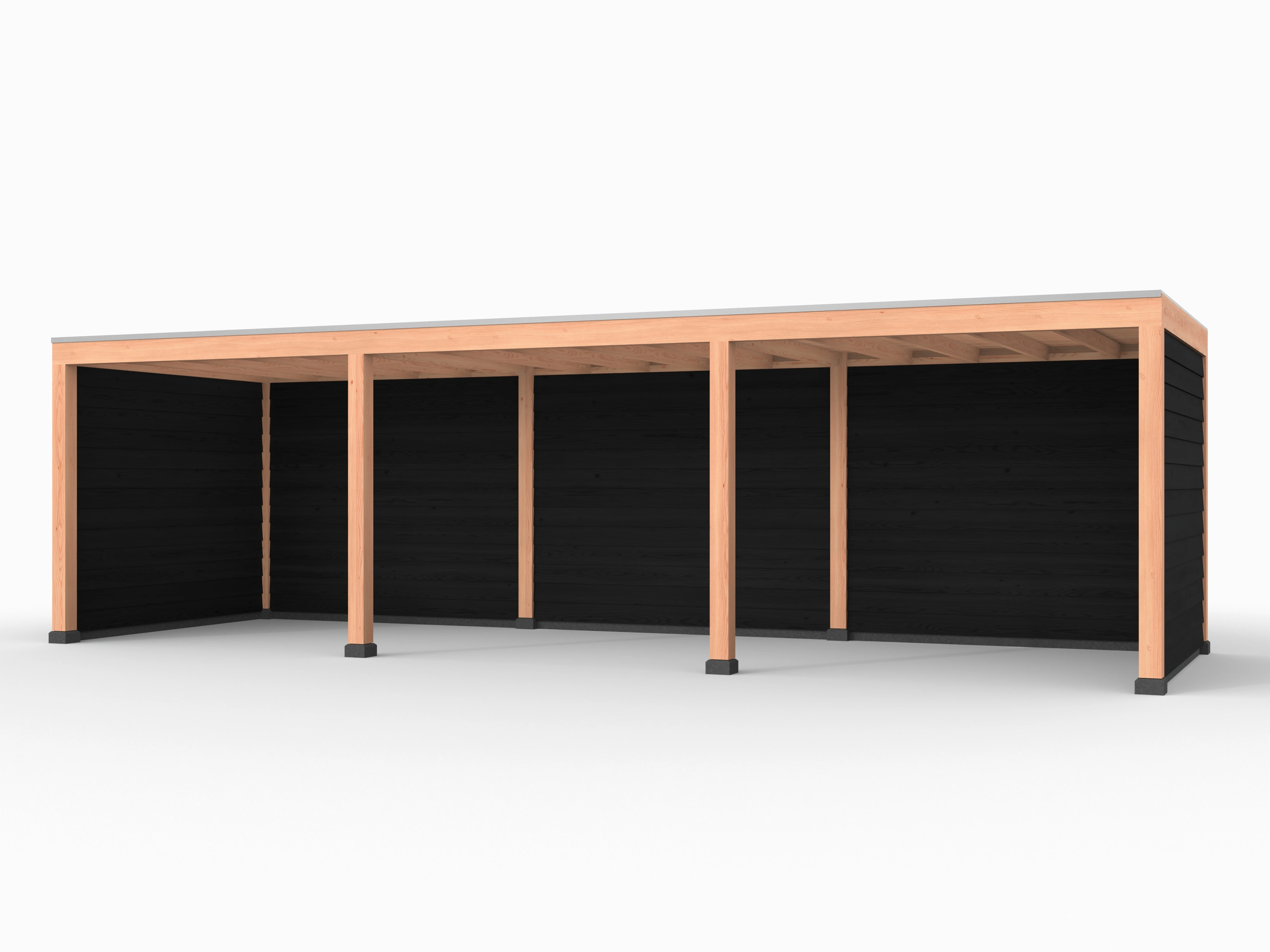 Douglas overkapping, 900 x 300, met achterwand en twee zijwanden, Westwood Elegant zwart - Afbeelding 1